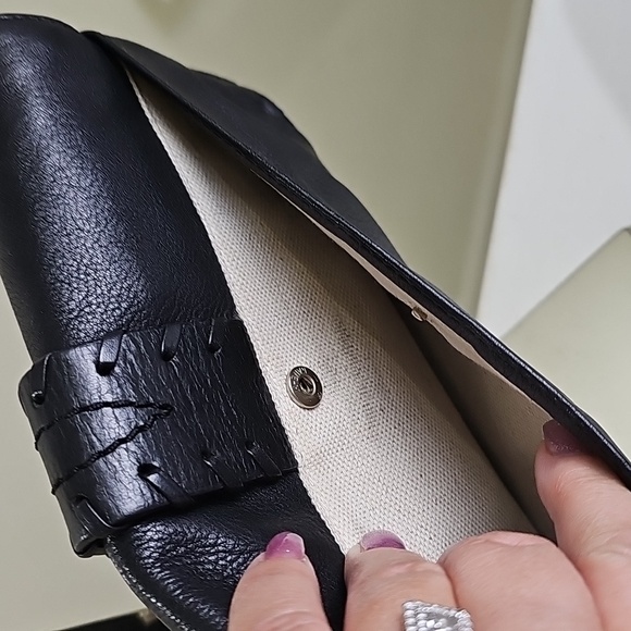 Michael Kors Black Smooth Leather Braided Snap Detail Minibag/Wristlet EUC - Picture 9 of 14